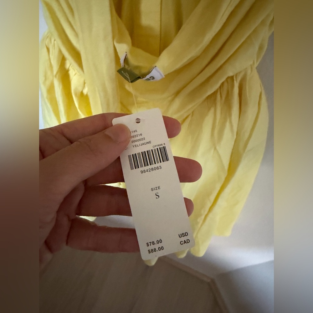 Celandine by Anthropologie Halter Button-Front Mini Dress in yellow Small NWT - Picture 6 of 8